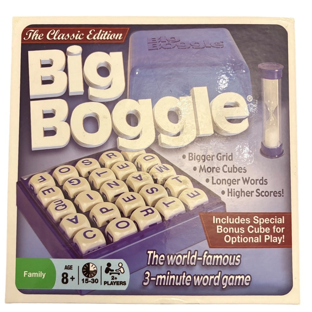 Winning Moves Big Boggle The Classic Edition 5x5 Word Game 26 Cubes Complete‎